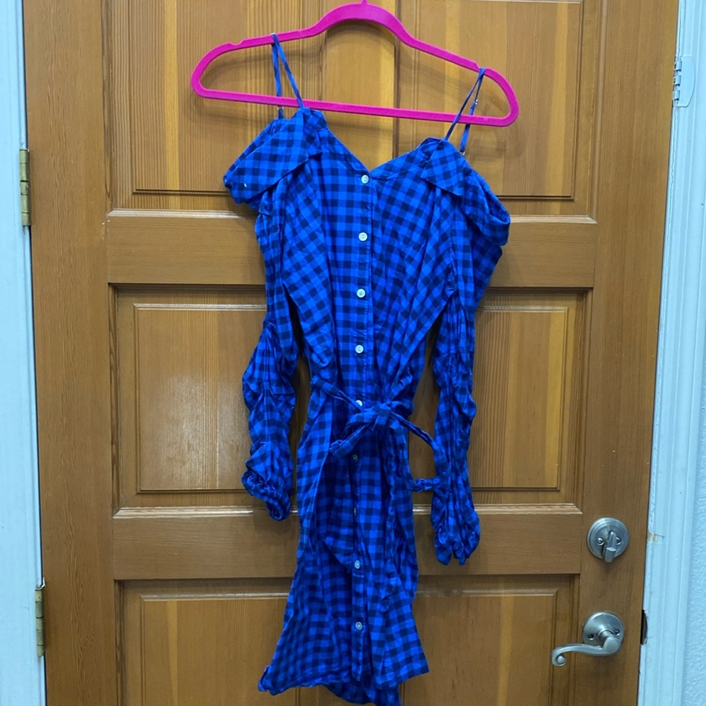 Anthropologie Royal Blue Gingham Dress